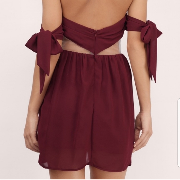 Tobi Wine Chiffon Mini Dress - Picture 2 of 3